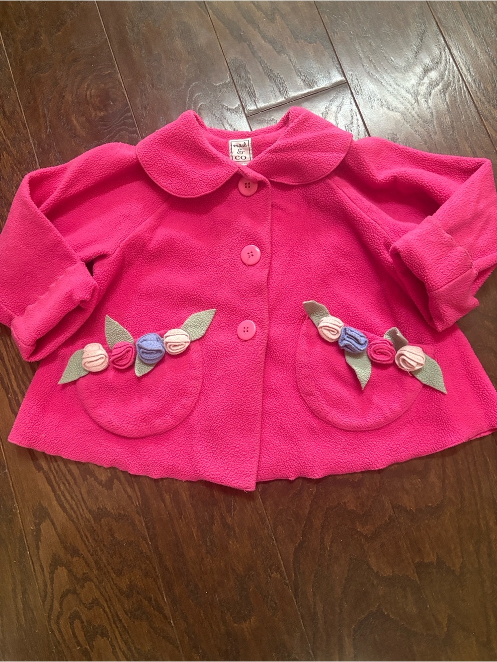 Girls' Mack & Co Pink Floral Appliqué Fleece Coat size 4